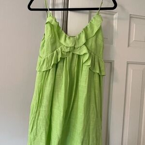 Lush Vibrant Green Blouse with Ruffle Collar